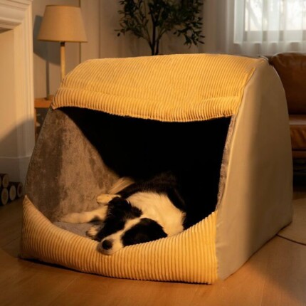 Cama Grande Destacável de Flanela Quente Semi-fechada para Cães | Petz