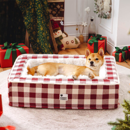 Clássica Cama Festiva Tartan Aconchegante para Cães Anti-ansiedade Calmante | Petz