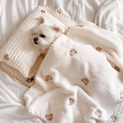 Conjunto de Cama Aconchegante com Travesseiro de Algodão Bordado para Animais de Estimação | Petz