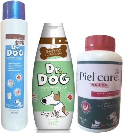 Kit de Banho Pet Alérgico: Shampoo Hipoalergênico +condicionador hidratante sem enxágue + Snack Funcional Suplemento Pele Derme Pet Alérgico | Petz