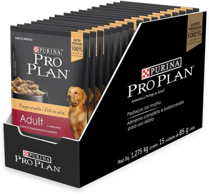 Pack de Ração Úmida Cães Adultos PRO PLAN Frango - Com 15 Sachês 100g | Petz