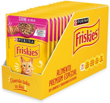 Pack Nestlé Purina Friskies Ração Úmida Para Gatos Adultos Carne Ao Molho - Com 15 Sachês 85g | Petz