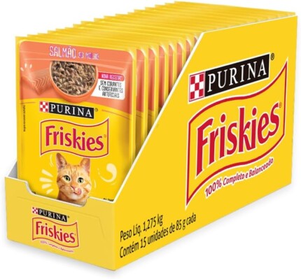 Pack Nestlé Purina Friskies Ração Úmida Para Gatos Adultos Salmão Ao Molho - Com 15 Sachês 85g | Petz