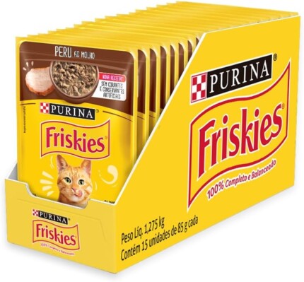 Pack Ração Úmida Friskies Para Gatos Adultos Sabor Peru Ao Molho - Com 15 Sachês 85g | Petz