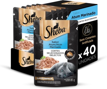 Pack Ração Úmida Sheba Sachê para Gatos Adultos Sabor Atum Marinado 85g - 40 unidades | Petz