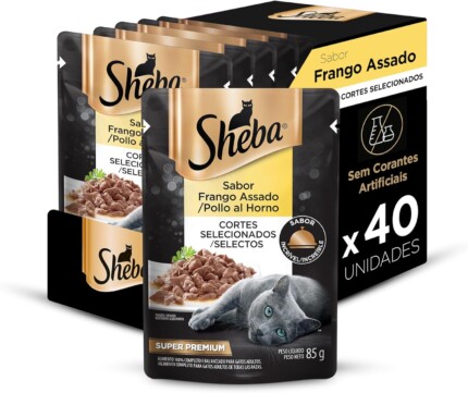 Pack Ração Úmida Sheba Sachê para Gatos Adultos Sabor Frango Assado 85g - 40 unidades | Petz