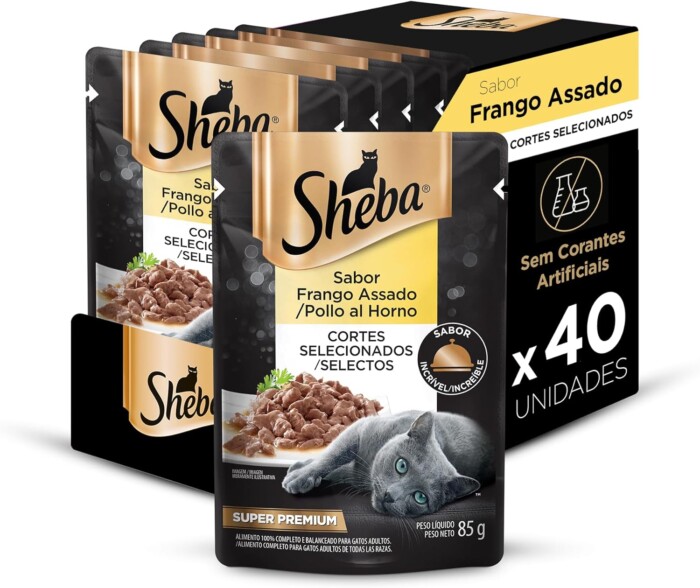 Pack Ração Úmida Sheba Sachê para Gatos Adultos Sabor Frango Assado 85g - 40 unidades | Petz