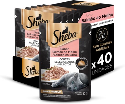 Pack Ração Úmida Sheba Sachê para Gatos Adultos Sabor Salmão ao Molho 85g - 40 unidades | Petz
