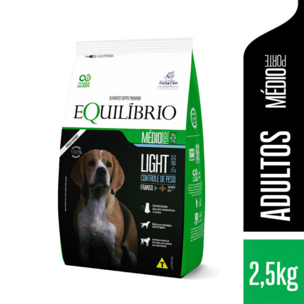 Ração Equilíbrio Light para Cães Adultos de Porte Médio Sabor Frango | Petz