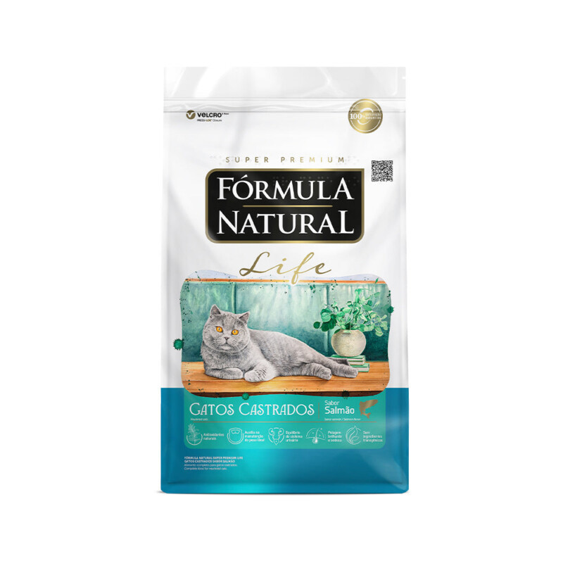 Ração Fórmula Natural Life para Gatos Adultos Castrados Sabor Salmão | Petz