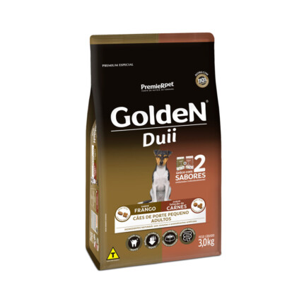 Ração Golden Duii Mini Bits para Cães Adultos de Porte Pequeno Sabor Frango e Seleção de Carnes - 3kg | Petz