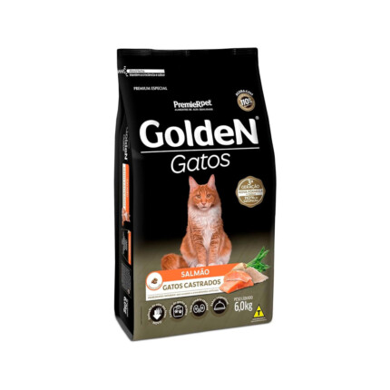 Ração Golden para Gatos Adultos Castrados Sabor Salmão | Petz