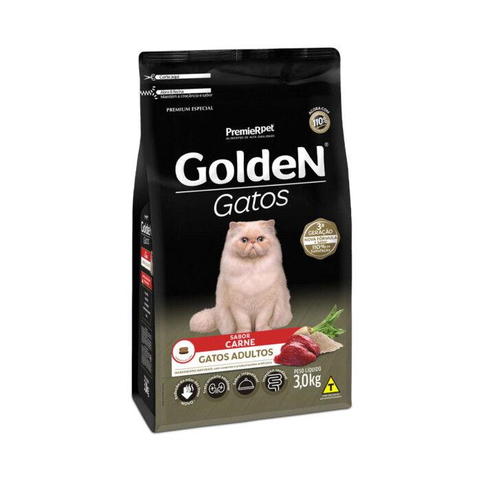 Ração Golden para Gatos Adultos Sabor Carne | Petz