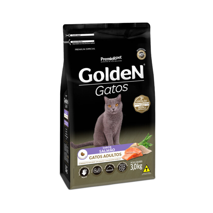 Ração Golden para Gatos Adultos Sabor Salmão | Petz