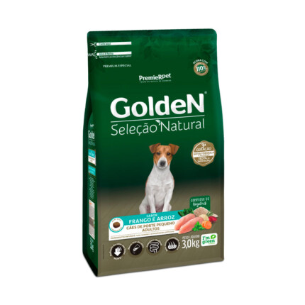 Ração Golden Seleção Natural Mini Bits para Cães Adultos de Porte Pequeno Sabor Frango e Arroz | Petz