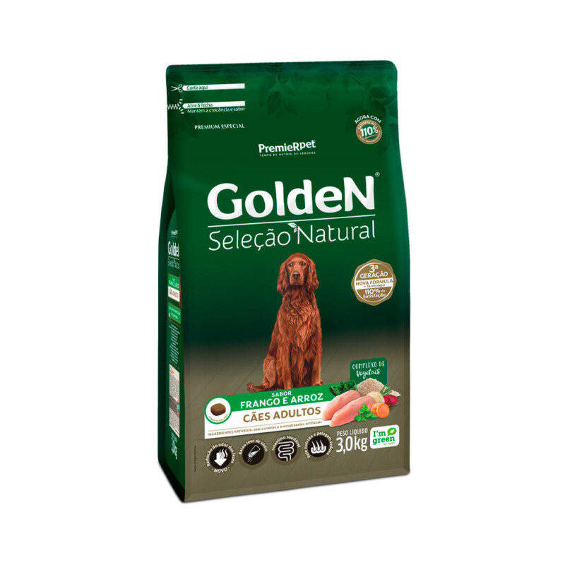 Ração Golden Seleção Natural para Cães Adultos Sabor Frango e Arroz | Petz