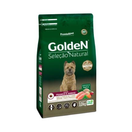 Ração Golden Seleção Natural para Cães Sênior de Porte Pequeno Sabor Frango e Arroz | Petz