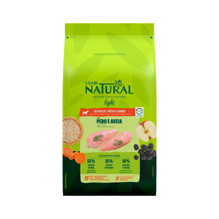 Ração Guabi Natural Light para Cães Adultos de Porte Médio e Grande Sabor Peru e Aveia - 12kg | Petz