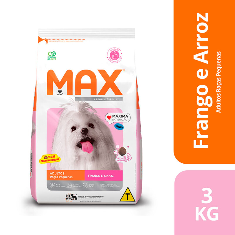 Ração Max para Cães Adultos de Porte Pequeno Sabor Frango e Arroz | Petz
