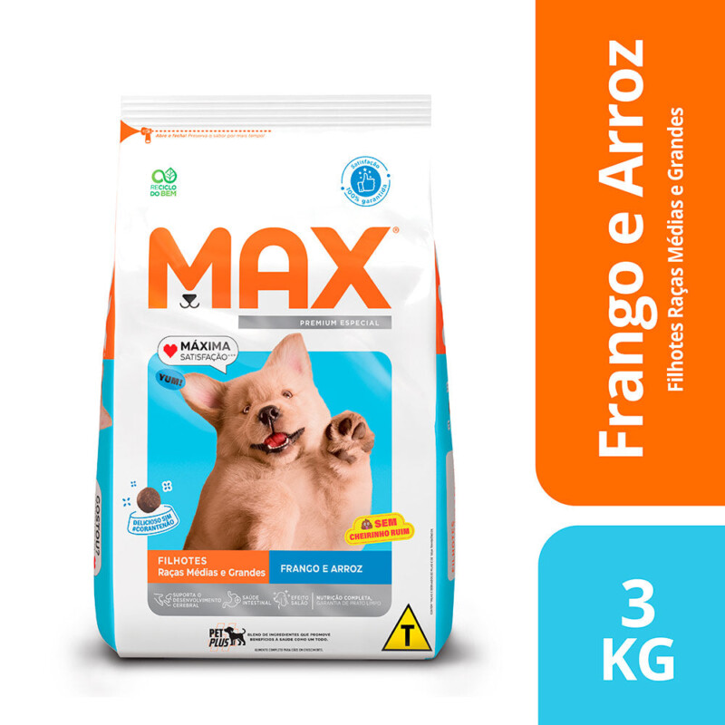 Ração Max para Cães Filhotes de Porte Médio e Grande Sabor Frango e Arroz | Petz