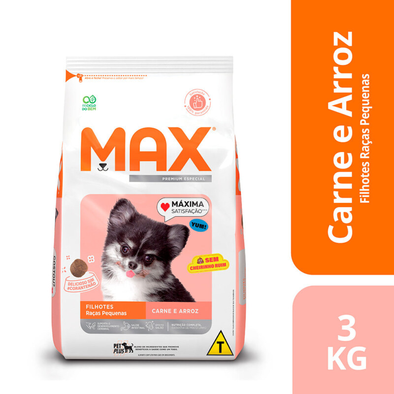 Ração Max para Cães Filhotes de Porte Pequeno Sabor Carne e Arroz | Petz