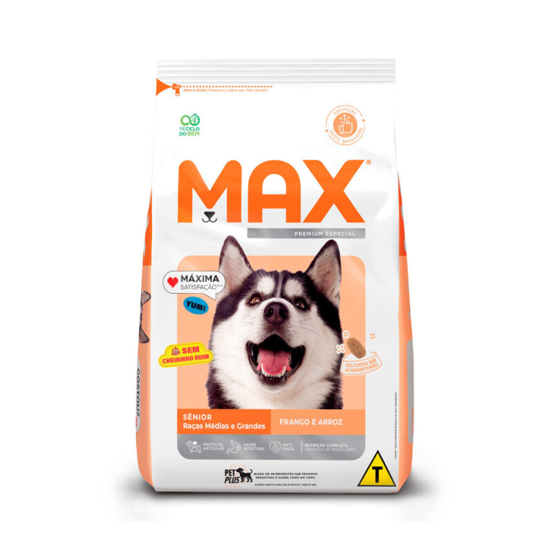 Ração Max para Cães Sênior de Porte Médio e Grande Sabor Frango e Arroz | Petz