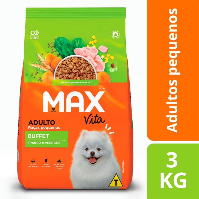 Ração Max Vita Buffet para Cães Adultos de Porte Pequeno Sabor Frango e Vegetais | Petz
