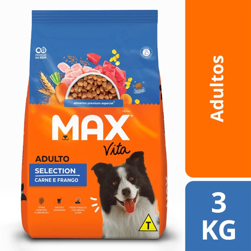 Ração Max Vita Selection para Cães Adultos Sabor Carne e Frango | Petz