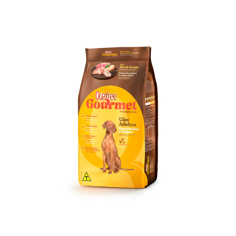 Ração Quatree Gourmet para Cães Adultos Porte Médio e Grande Sabor Mix de Carnes | Petz