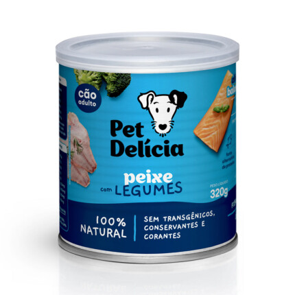 Ração Úmida Natural Pet Delícia Peixe com Legumes Proteína Alternativa para Cães Adultos 320 g | Petz