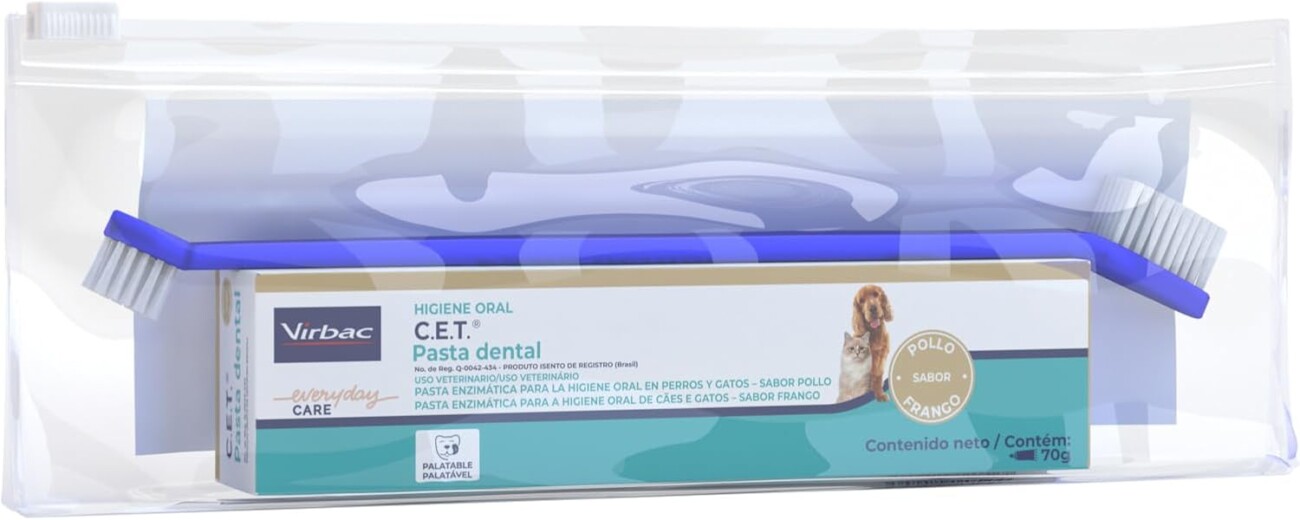 Virbac Kit Saúde Oral Limpeza e Manutenção da Higiene Oral para Cães e Gatos (necessaire+pasta+folheto) | Petz