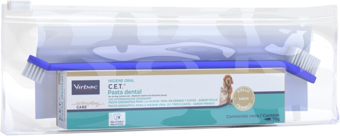 Virbac Kit Saúde Oral Limpeza e Manutenção da Higiene Oral para Cães e Gatos (necessaire+pasta+folheto) | Petz